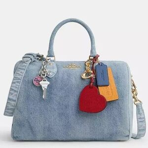 FIRM💙Coach LOVED Denim LARGE ROWAN Red Heart Charm💙 NWT 1 LEFT💙 Style CDY75